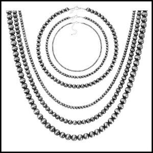 Boho Vintage Navajo Pearl Choker Necklace Set Adjustable Western Jewelry